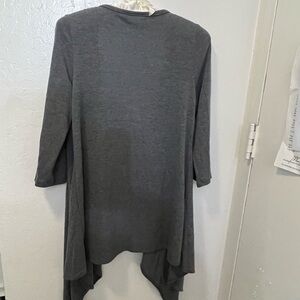 Gray lightweight open cardigan asymmetrical women’s large. J.